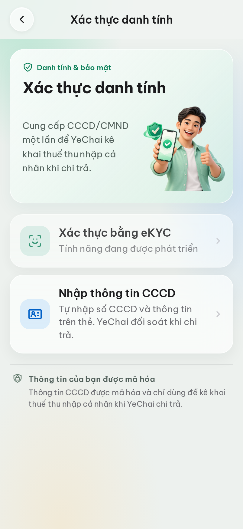 Xác minh danh tính (KYC) trước khi nhận tiền.